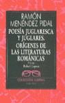 POESIA JUGLARESCA Y JUGLARES.ORIGENES DE LA LITERA | 9788423919598 | MENENDEZ PIDAL, RAMON