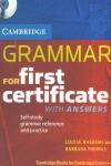 CAMBRIDGE GRAMMAR FOR FIRST CERTIFICATE WITH KEY + CD | 9780521533362 | HASHEMI, LOUISE