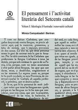 PENSAMENT I L´ACTIVITAT LITERARIA DEL SETCENTS CATALA VOL.I | 9788483384244 | CAMPABADAL I BERTRAN, MIREIA