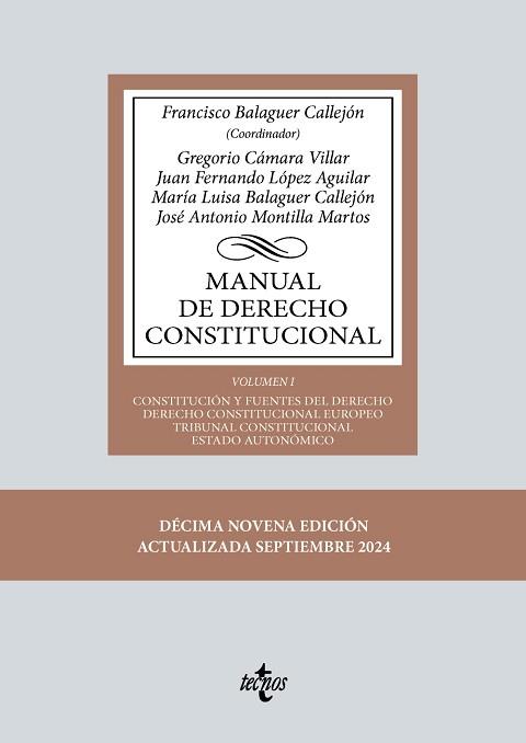 MANUAL DE DERECHO CONSTITUCIONAL | 9788430990573 | BALAGUER CALLEJÓN, FRANCISCO / CÁMARA VILLAR, GREGORIO / LÓPEZ AGUILAR, JUAN FERNANDO / BALAGUER CAL