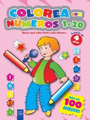 COLOREA CON LOS NUMEROS 1-20 ( MAS DE 100 ADHESIVOS ) | 9788408070009 | YOYO