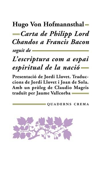 CARTA DE PHILIPP LORD CHANDOS A FRANCIS BACON / ... | 9788477270744 | VON HOFMANNSTHAL, HUGO