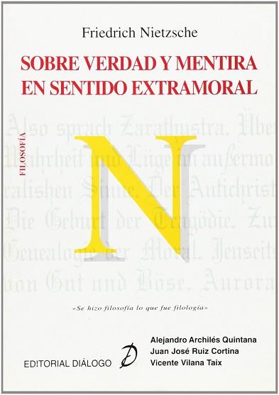 SOBRE VERDAD Y MENTIRA EN SENTIDO EXTRAMORAL | 9788495333087 | NIETZSCHE, FRIEDRICH