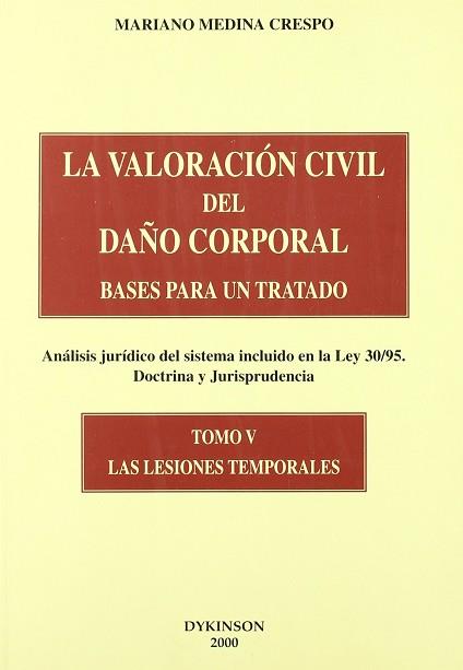 VALORACION CIVIL DEL DAÑO CORPORAL,LA | 9788481556070 | MEDINA CRESPO, MARIANO