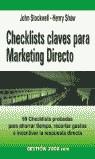 CHECKLIST CLAVES PARA MARKETING DIRECTO | 9788480887854 | STOCKWELL, JOHN