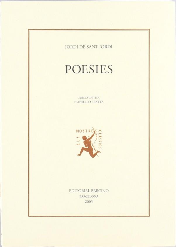 POESIES | 9788472267169 | DE SANT JORDI, JORDI